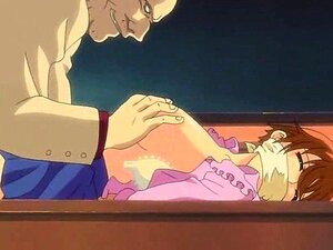 Chico hentai cachondo juega con las tetas