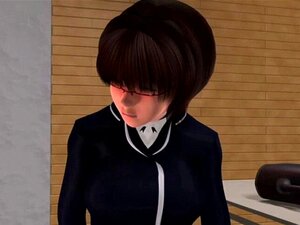 Chica 3D se masturba y chupa polla. Chica 3D atrapada robando y el