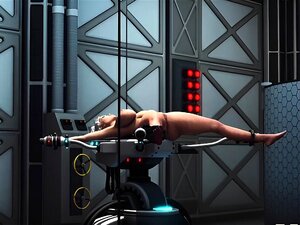 Sexy chica súper tetona es follada por futanari sex cyborg en el